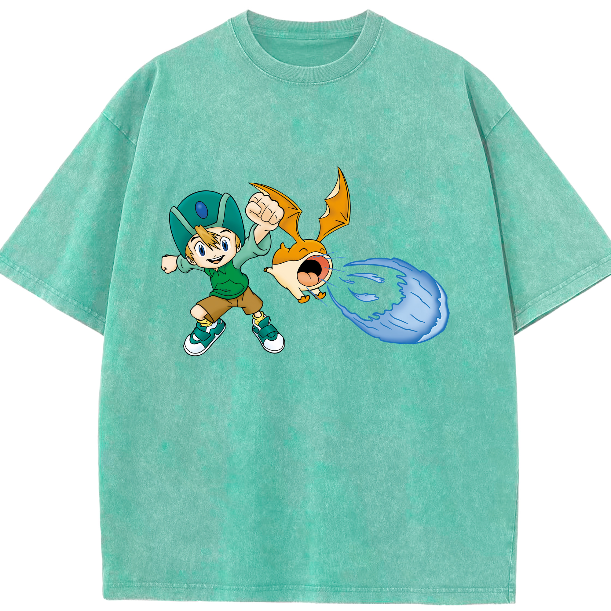 （画像用） Digimon デジタルモンスター/デジモン 綿100% ヴィンテージ風 半袖Tシャツ（フロントプリント）